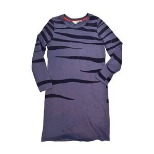 Boden Womens Purple Black Flocked Tiger Stripe Sweatshirt Shift Dress US 6L